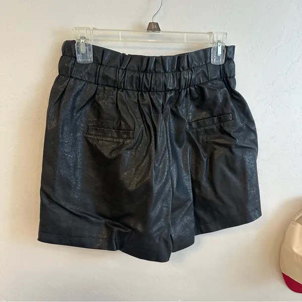 Black Faux Leather Shorts - Image 4