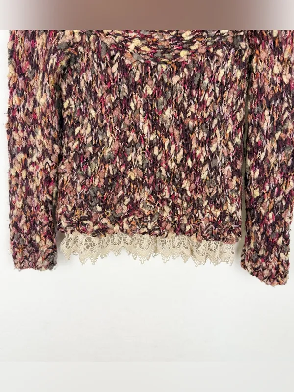 HWR Anthropologie Sweater Multicolor Wool Blend Chunky Knit Cardigan - Image 6