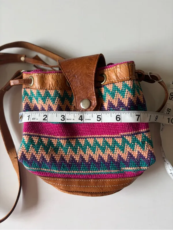 Western Boho Pattern Aztec Handmade Leather Shoulder Satchel Crossbody Bag Purse - Image 2
