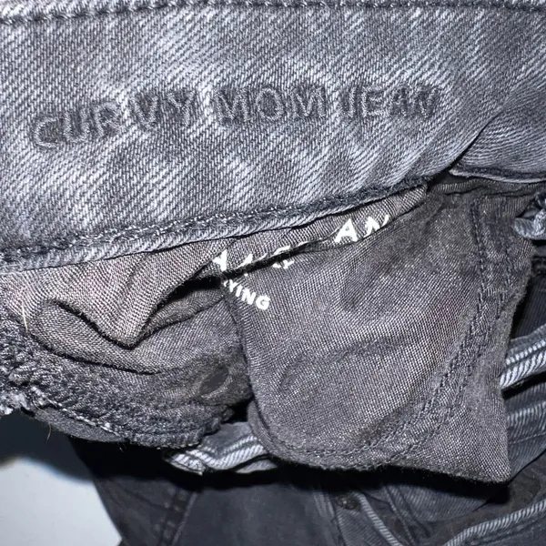 American Eagle Curvy Mom Jeans Womens 6 Black Stretch High Rise Tapered Grunge - Image 7