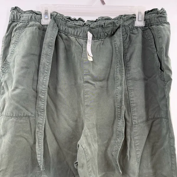 Aerie Lyocell Paperbag Wide Leg Pants XL Olive Green Pull On NWT - Image 2