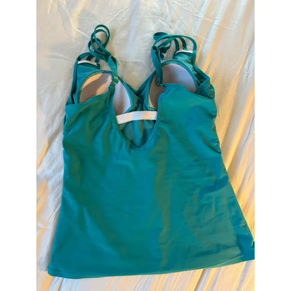 On The Beach Teal Blue Strappy Back Tankini Top Swimsuit Size 10 - Image 7