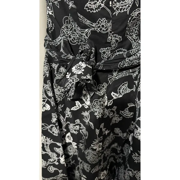 White House Black Market Strapless Floral Toile Midi Dress Black White Size 2 - Image 6