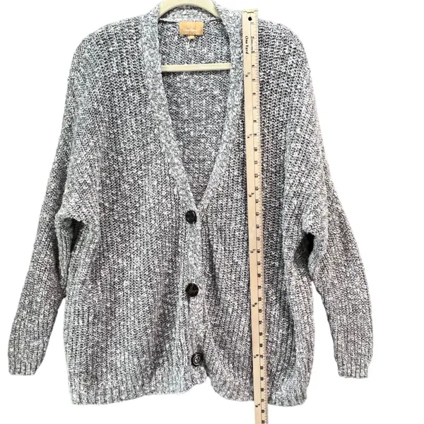 Lazy Sweater Ribbed‎ Knit Cardigan S Gray Dolman Linen Blend Chunky Relaxed - Image 8