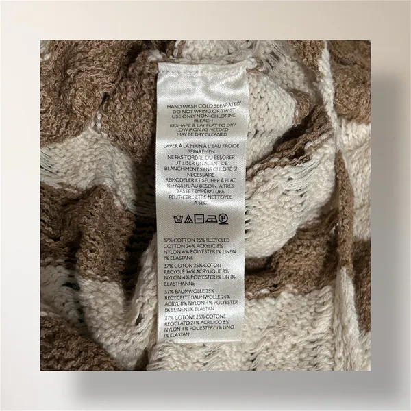 Pilcro Anthropologie M Cream Tan Stripe Cable Knit Sweater Oversized‎ Cozy Cabin - Image 9