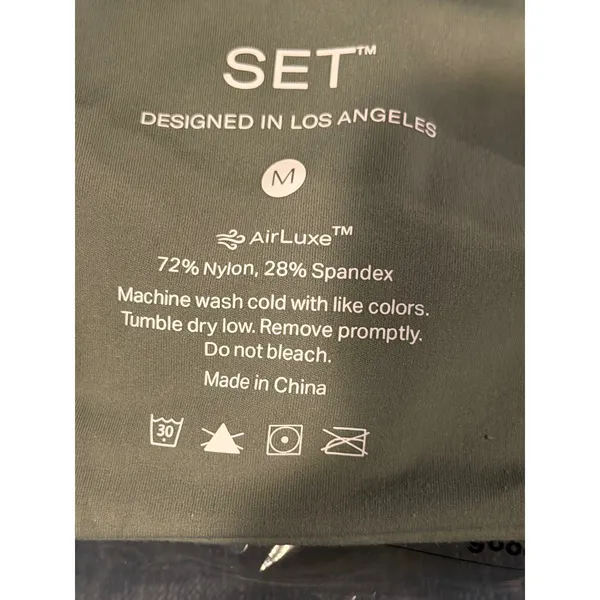 SET Active AirLuxe‎ Wrap Front Sports Bra Sage Green Olive Size Medium Yoga - Image 4