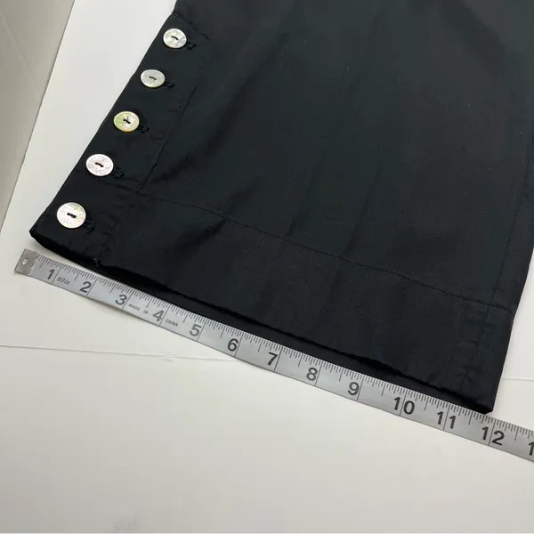 John Mark Black Wide-Leg Cropped Pants Button Accents Womens Large Tencel‎ *FLAW - Image 11