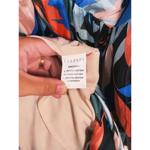 ELLIATT Vista Abstract Wrap Midi Dress Size Small Multicolor Whimsical Statement - Image 9