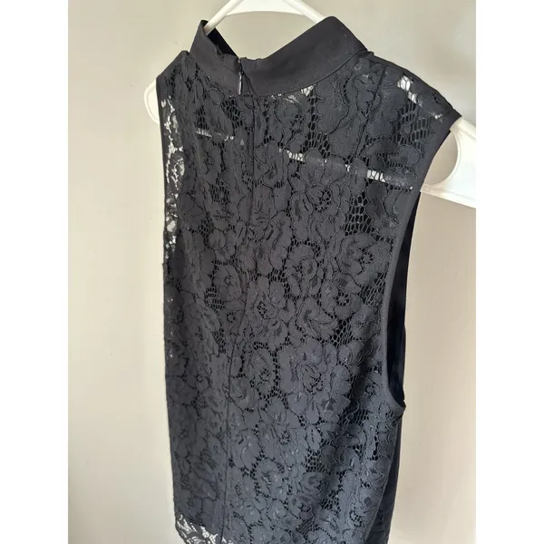 French Connection Medium Tank Top Blouse Womens Lace Black Sleeveless Sheer - Image 12