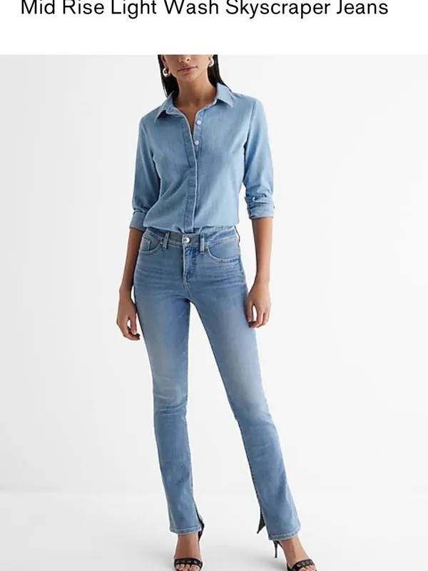 Express “Skyscraper” Mid Rise Light Wash Women's Jeans- New with Tags- 8 Regular - Image 4
