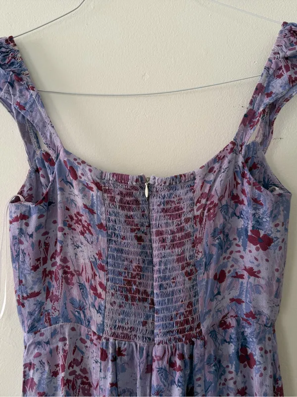 Reformation Bryson Dress Midi Length in Morning Dew Purple Floral Size 4 Viscose - Image 11