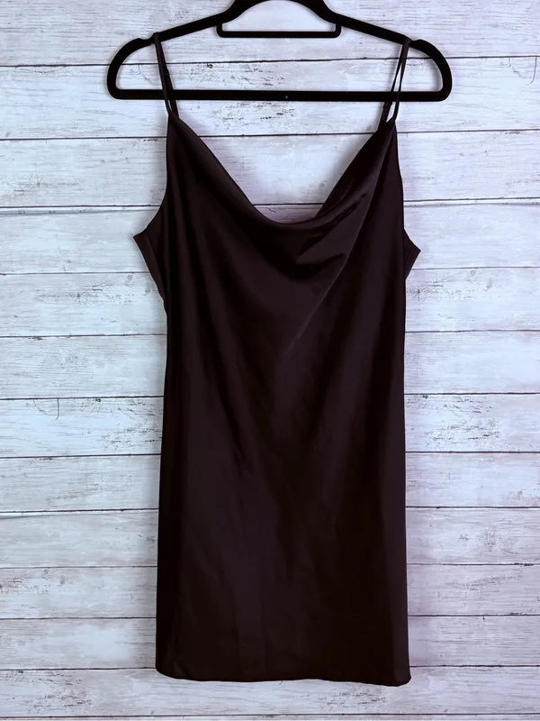 Urban Outfitters Mallory Satin Cowl Neck Slip Dress - Black Size XL - Image 4