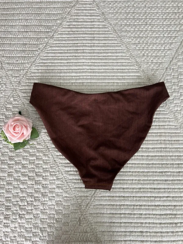 Nuuds Women's Shimmery Brown Low rise Bikini Bottoms Size M - Image 4