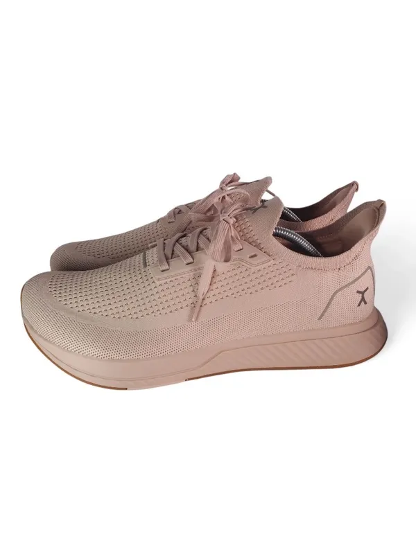 Flax Women’s Pink Knit Lace-Up Athletic Sneakers - Image 3
