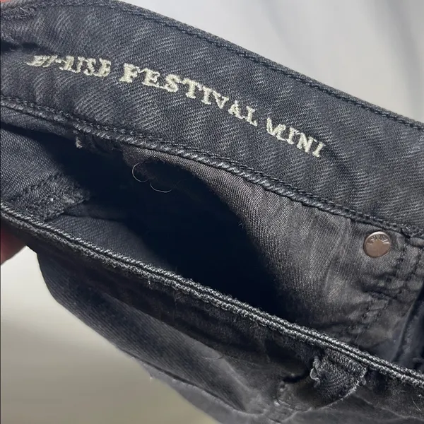 American Eagle Womens Black Hi Rise Festival Mini Denim Distressed Skirt 8 - Image 5