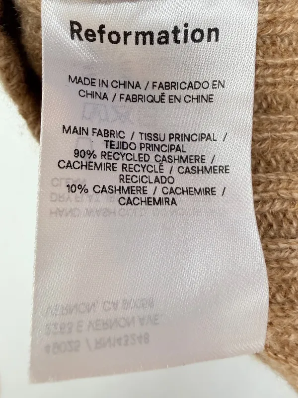 Reformation Cashmere V Neck Polo Sweater in Camel Size Small - Image 8
