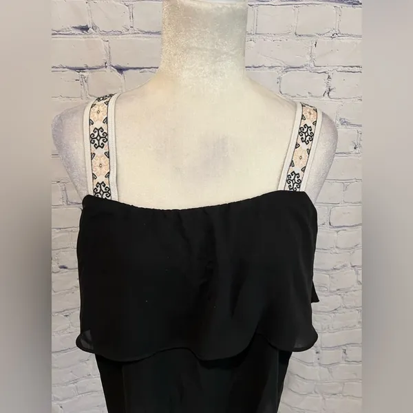 J.Crew Factory Black Embroidered Tank Top Size 2 - Image 2
