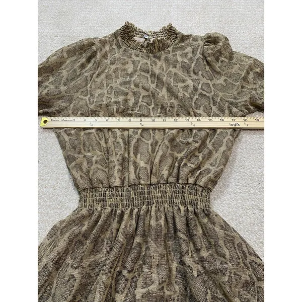SHOW ME YOUR MUMU Russo Python Gold Shimmer Tiered Ruffle Mini Dress Sz S - Image 12