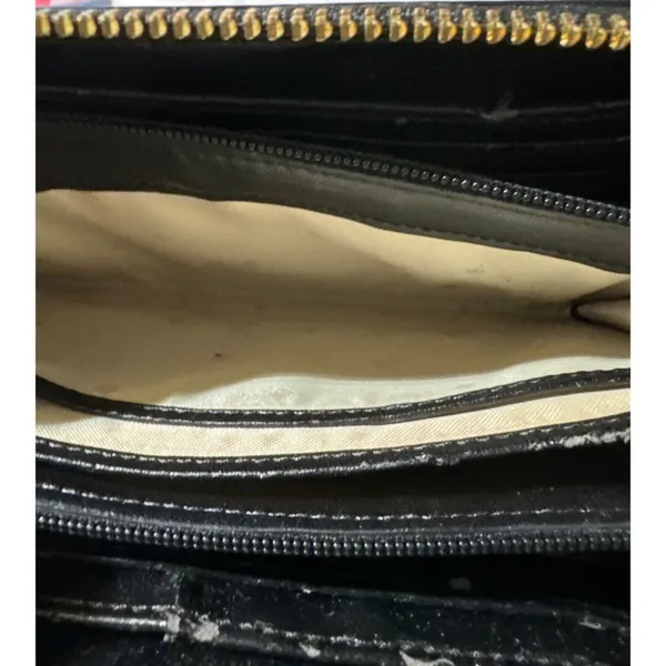 Kate Spade New York Black Cream Stripe Zip Around Wallet Organizer Continental - Image 6