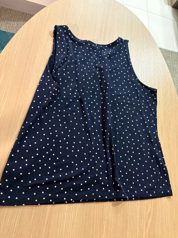 Talbots Scoop Neck Tank Top XL Xtra Large Black Tan Polka Dots Pima Cotton NEW - Image 3