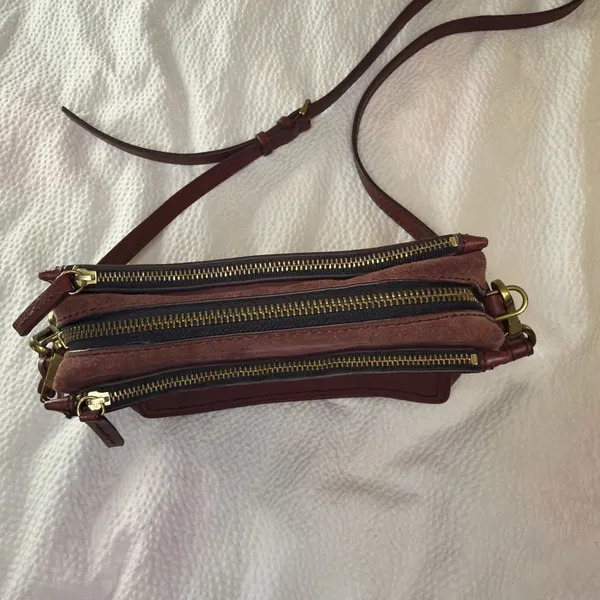 Fossil Emma Burgundy Leather/suede Crossbody Bag Purse - Image 4