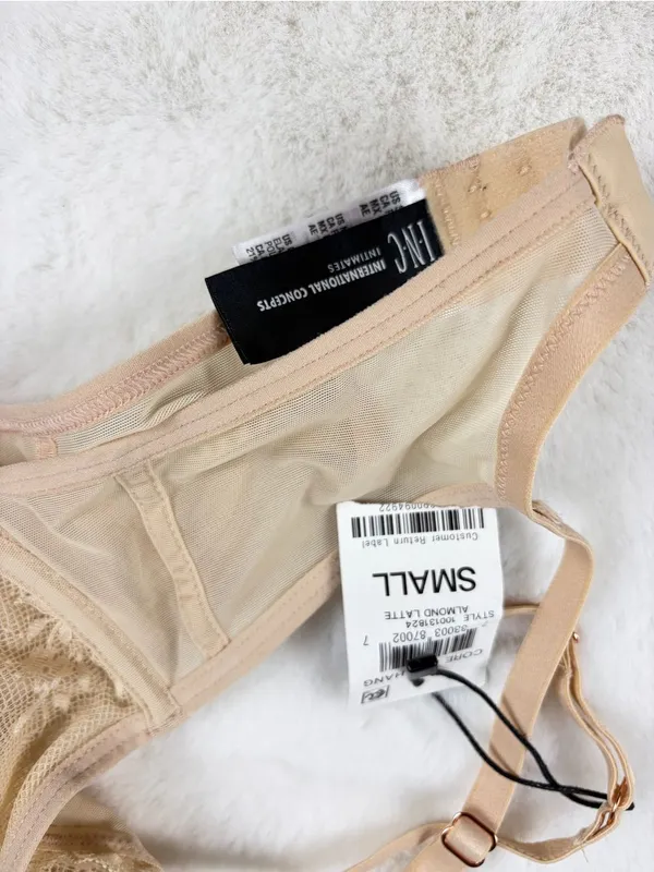 INC International Concepts Beige Lace Underwire Apex Bra SMALL - Image 5