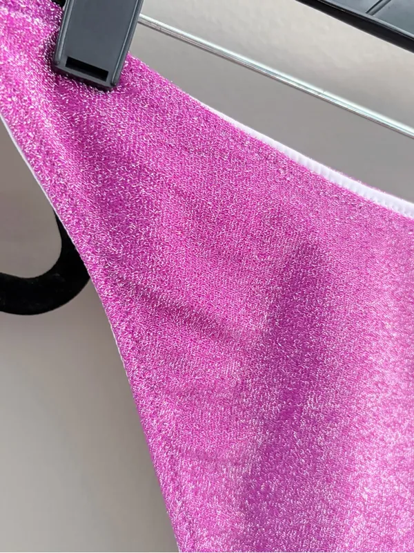 NWT PINK Victoria’s Secret Shimmer Colorblock Bikini Set Large - Image 10