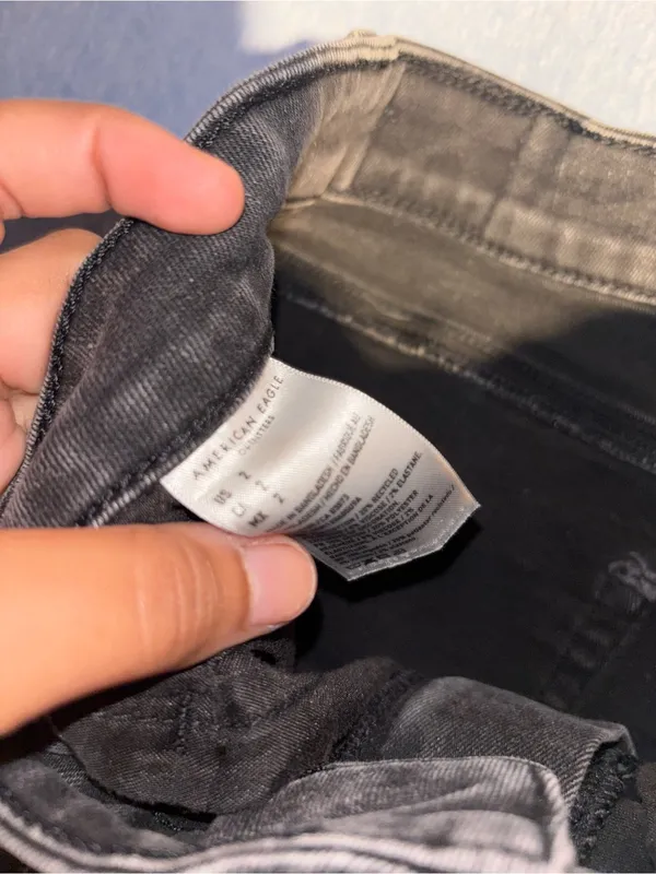 American Eagle Women’s Black Distressed Denim Shorts - Image 3