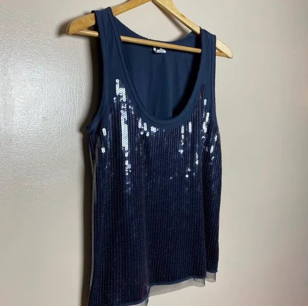 CLEAROUT! Navy J. Crew Collection Sequin Tank Size M VGUC - Image 4