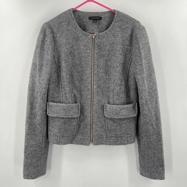 ANN TAYLOR Blazer Size Medium Wool Blend Gray Business Casual Office Work Career - Image 13