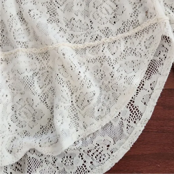 Free People Lace Floral Knit Not Cold In This Top, Ivory,‎ Size Small - Image 7