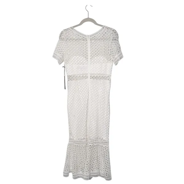 Lulus White Knot Crochet Mermaid Dress Sz M - Image 4