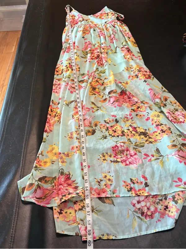 Miss Avenue Floral Adjustable Spaghetti Strap Backless Maxi Dress size Large - Image 14