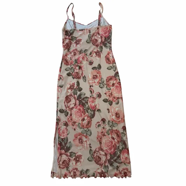 Thirty Thirty Pink Floral Mesh Slip Midi Dress - Image 2