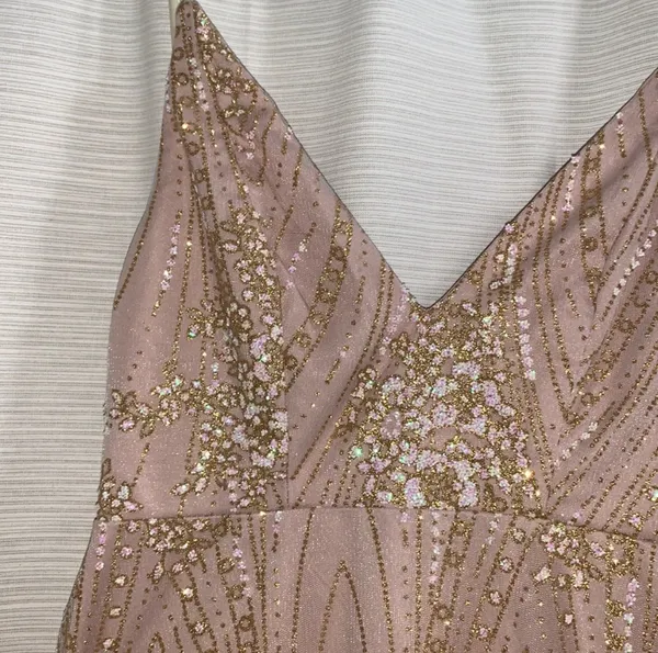 Showpo DRESS IN PINK AND GOLD SPARKLE - Image 6