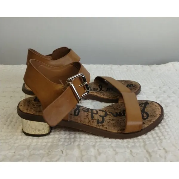 Sam Edelman Women's Tan Shoes/ Sandals with a Metallic Heel Size 7 SKU 2148 - Image 4