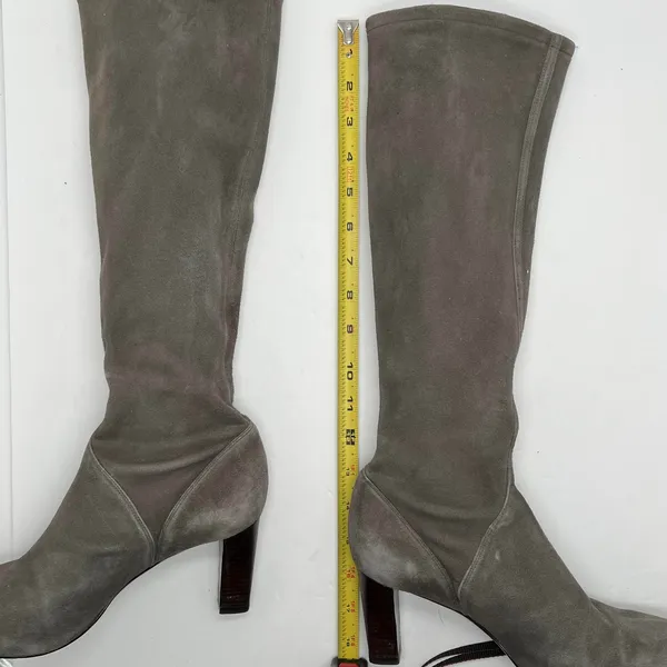 Cole Haan Women's Nike‎ Air Gray Suede Stacked Heel Tall Boots Size 8B - Image 10