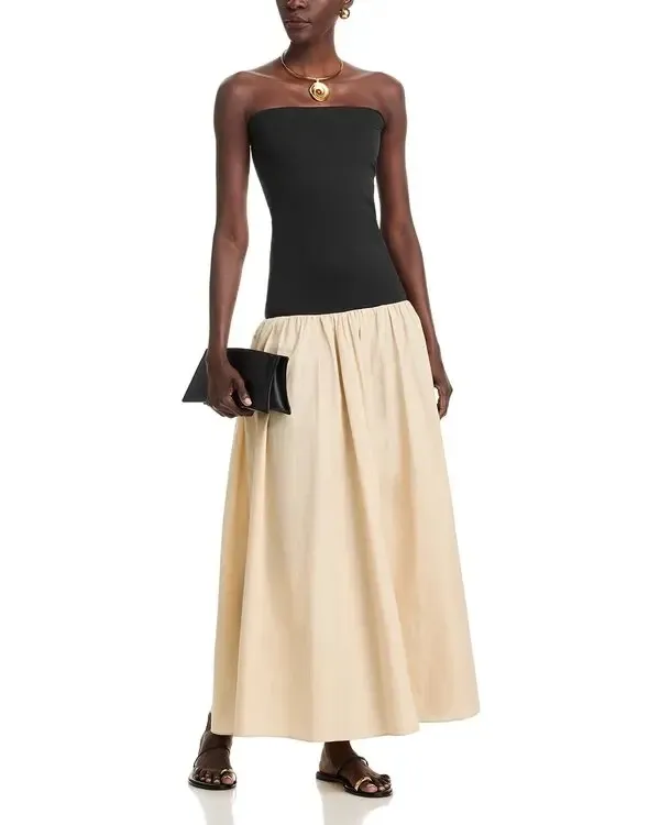 NA-KD Black & Cream Strapless Maxi Dress XXS NWT - Image 3