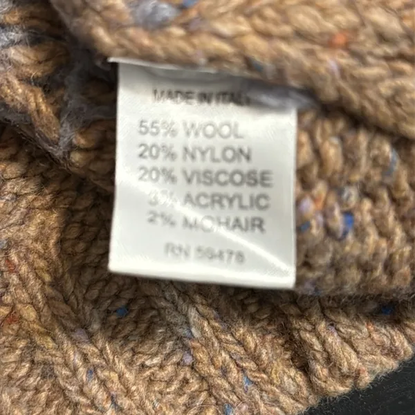 Anthropologie Elsamanda Tan and Light Blue Patterned Women's‎ wool blend Sweater - Image 5