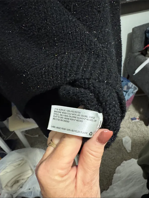wild fable Black Sparkle Boatneck Crew Sweater - Image 3