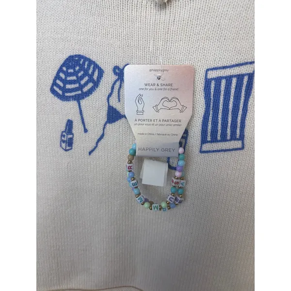 Happily Grey Cream‎ Beach Theme Crop Sweater With Bracelet Set Size Small - Image 4