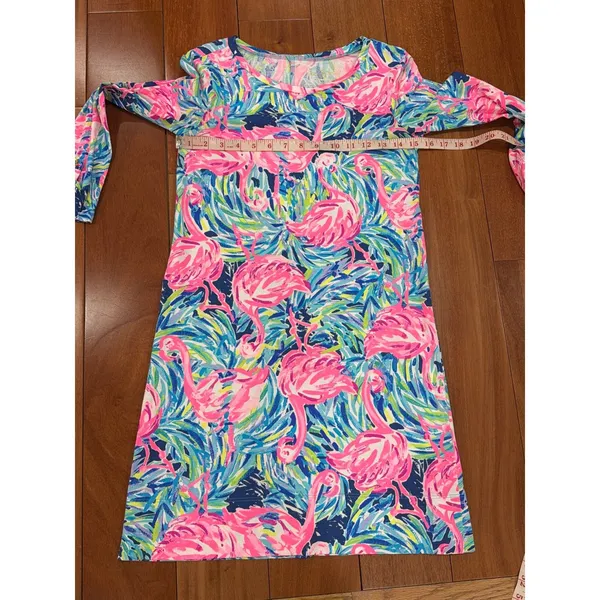 Lilly Pulitzer Dress‎ Womens Pink Blue Flamingo Pima Cotton Knit Shift XXS - Image 6