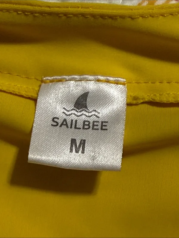 SAILBEE medium Swim Coverup Dress UPF Sun Protection Yellow Long Sleeve cinched - Image 6