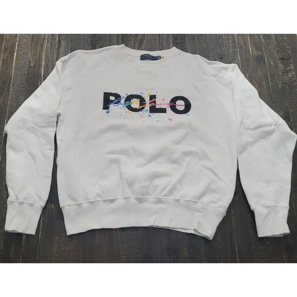 POLO Ralph Lauren Signature Rainbow Logo Fleece Pullover Sweatshirt Size S - Image 2