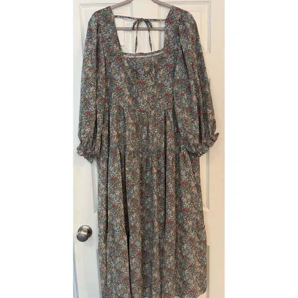 Umgee Maxi‎ Dress 2XL Floral Smocked Maternity Shoot Baby Shower Ruffle Feminine - Image 2