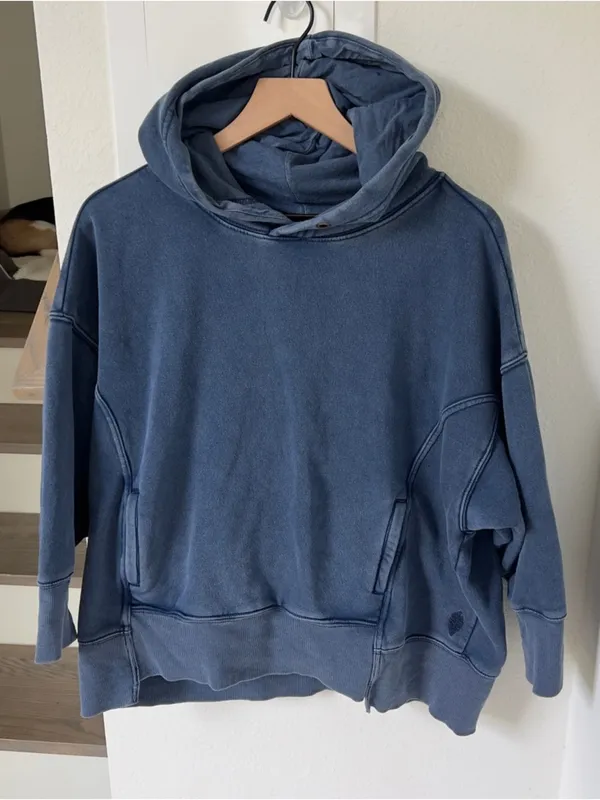 Free People Sprint To The Finish Hoodie Sweatshirt - Navy Blue - Large - Image 3