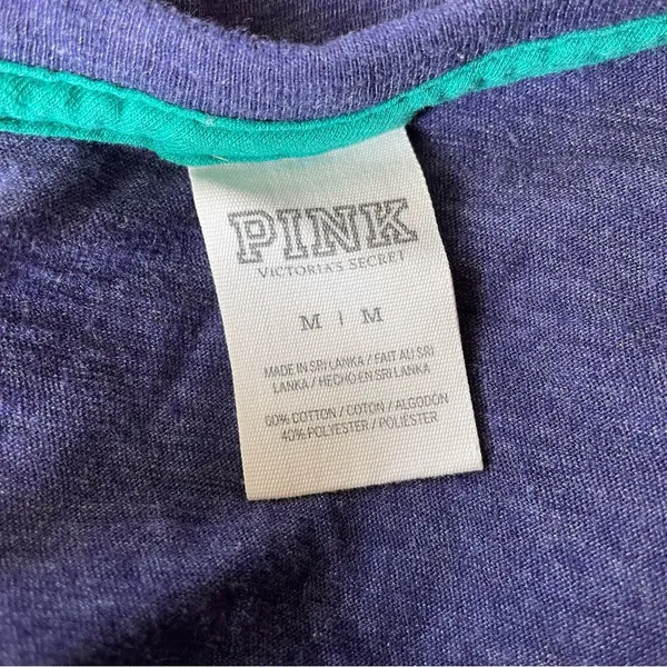 Victoria's Secret PINK Blue Long Sleeve Henley Top Shirt - M - Image 5
