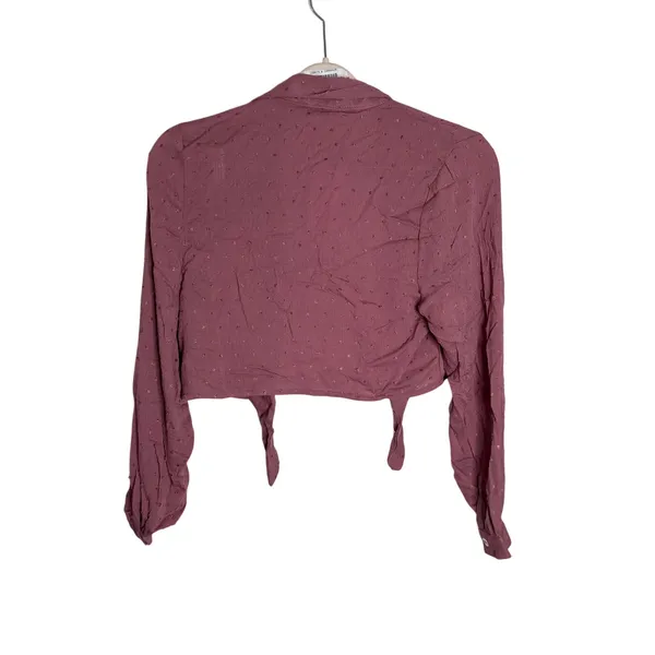NWT Dippin Daisy’s S Georgia Mauve Long Sleeve Tie Front Beach Coverup Crop Top - Image 4