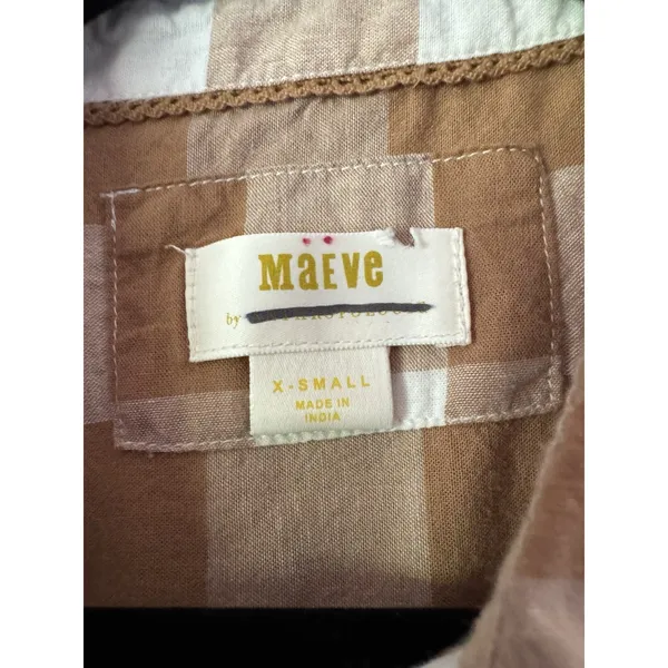 Maeve Bennett Button Down Shirt Brown Buffalo Check Size XS - Image 8