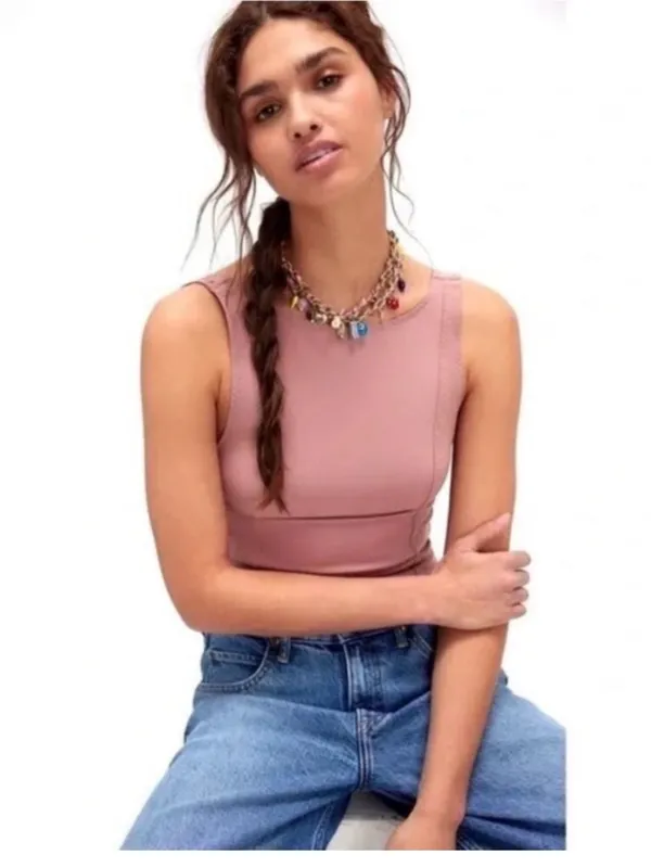 Free People Dusty Rose Sleeveless Crop Tank NWT Size M - Image 7